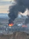 RUSSIA - Fire on the roof of a building on the territory of the Special Forces University in Chechnya